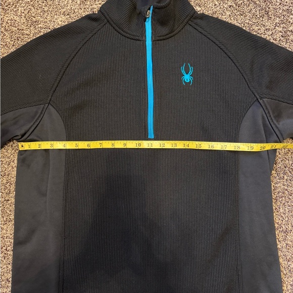 Mens Spyder Black Quarter-Zip Pullover with Blue Logo size large - Picture 12 of 13